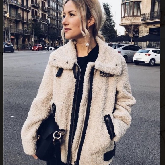 Zara Jackets & Blazers - Zara Leather Shearling Buckle Sherpa Jacket SizeXS